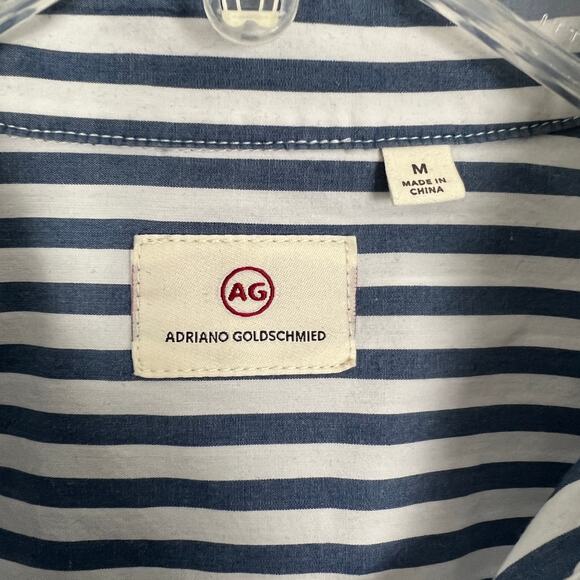 Adriano Goldschmied Button Down Striped Blue Shirt Size M Workwear Casual - Picture 2 of 9